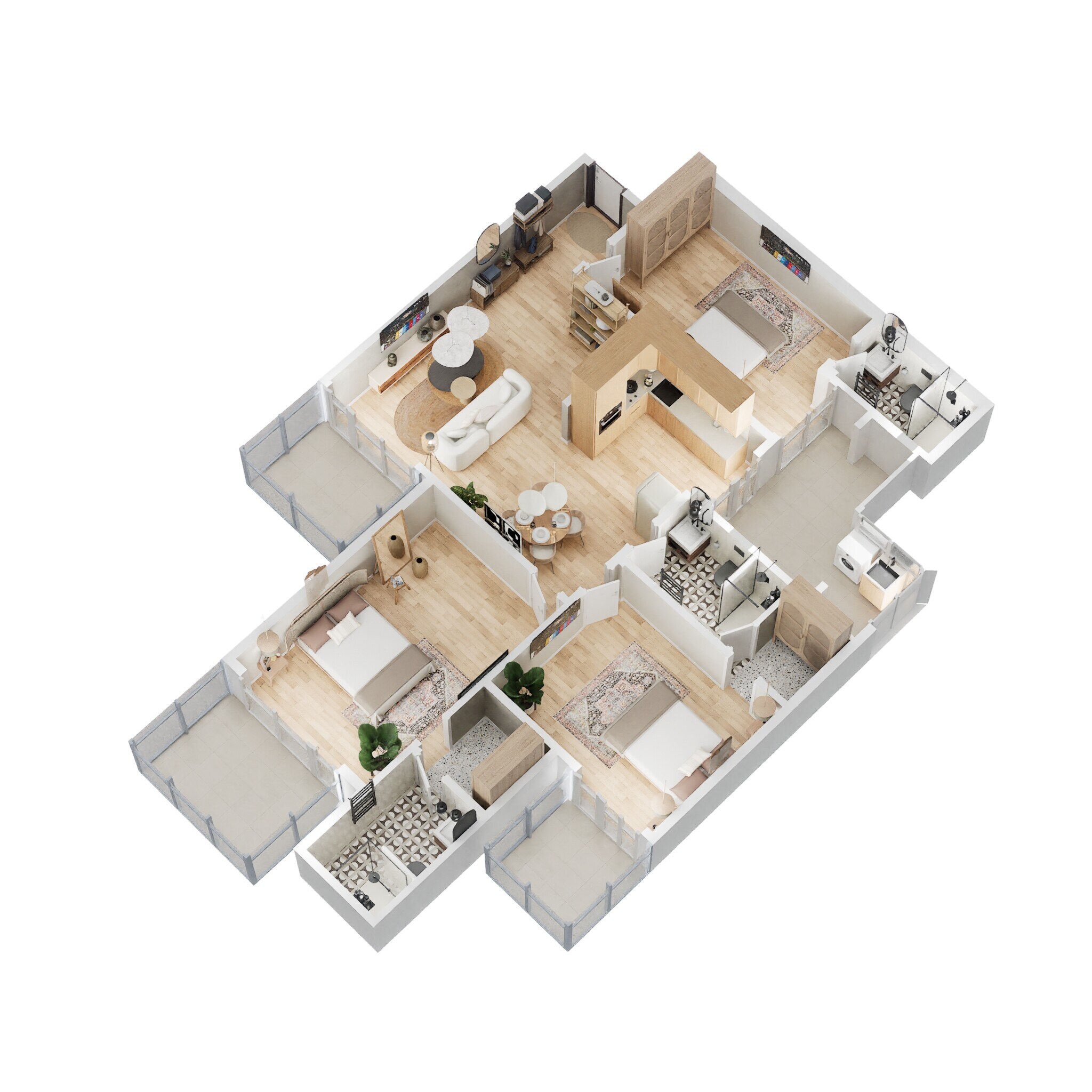 Floor plan of 3 BHK 1850 Sq. Ft. Apartment in Gaur Saundaryam Phase II, Greater Noida