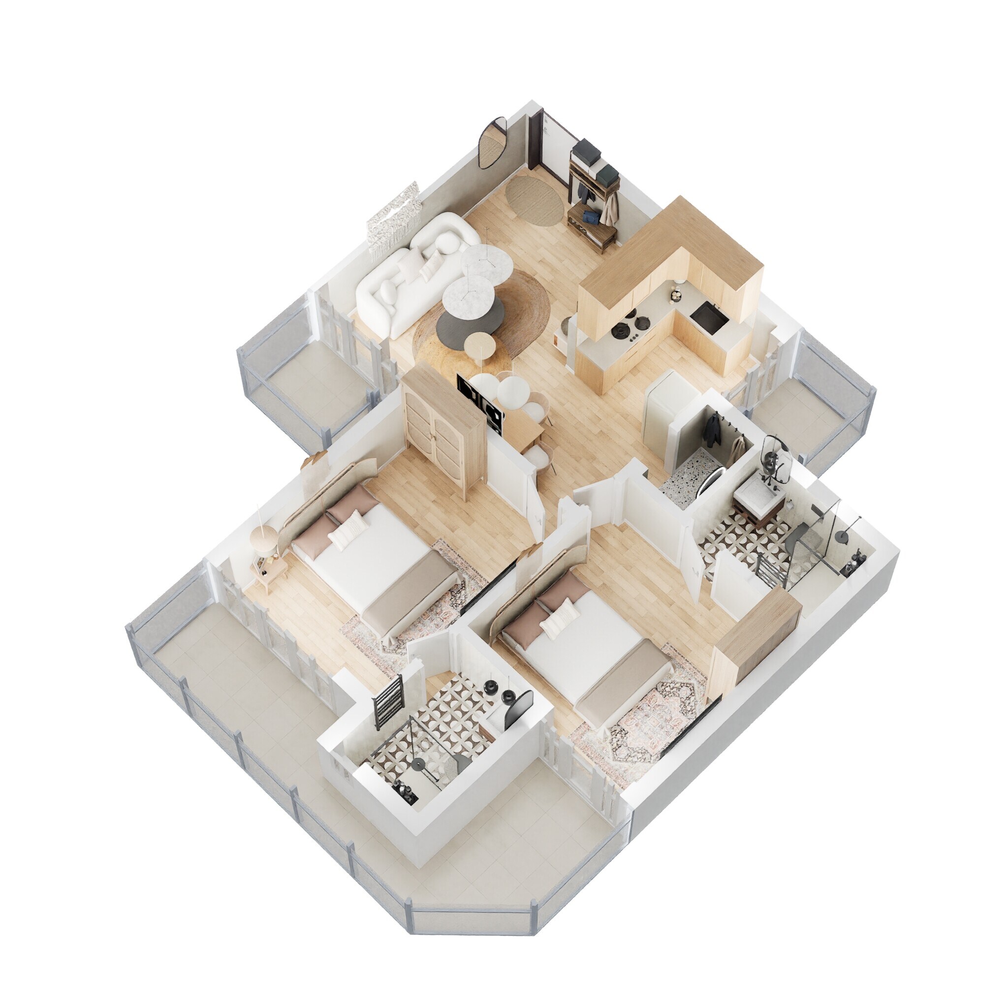 Floor plan of 2 BHK 1115 Sq. Ft. Apartment in Gaur Yamuna City 16th Park View, Greater Noida