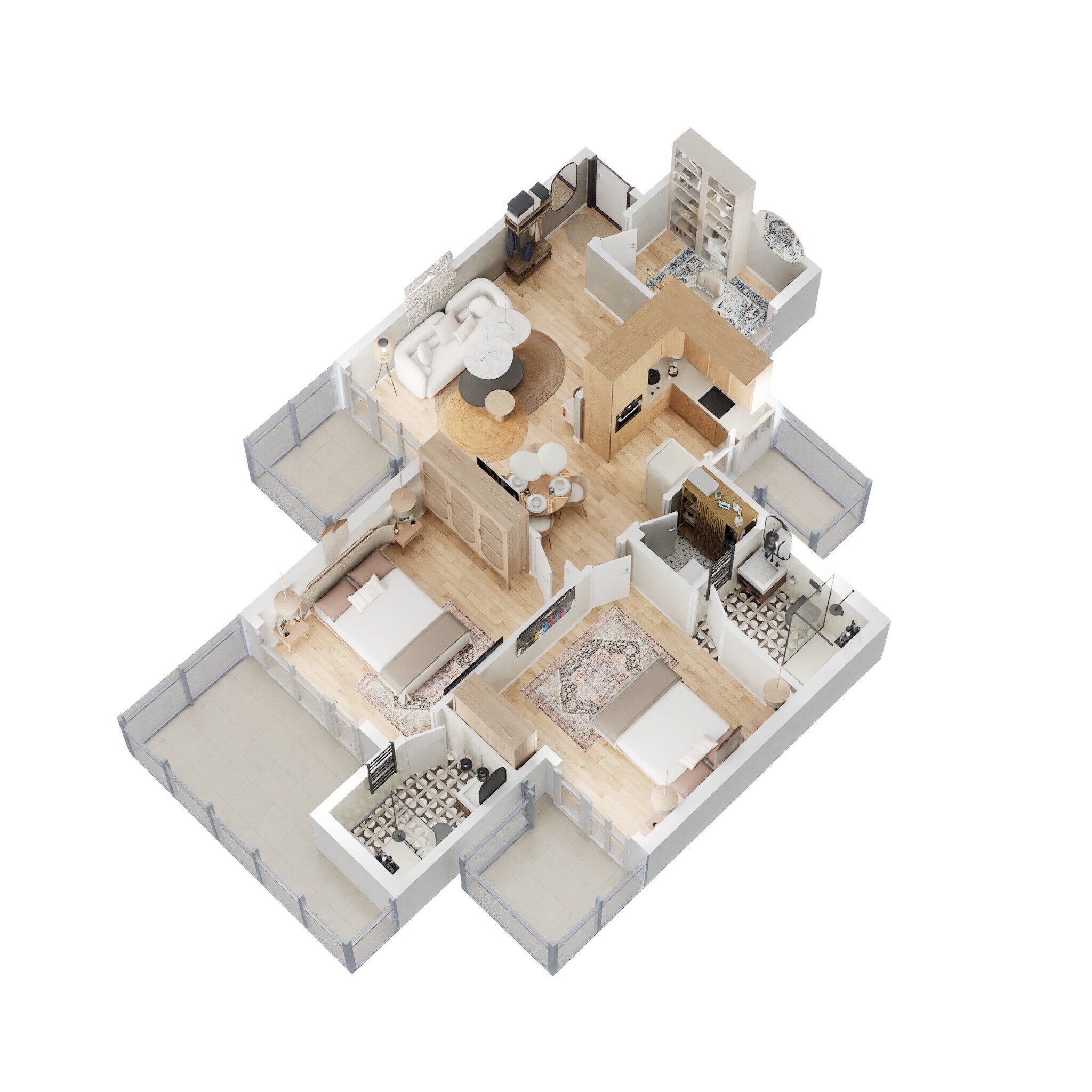 Floor plan of 2 BHK 1270 Sq. Ft. Apartment in Gaur Yamuna City 16th Park View, Greater Noida