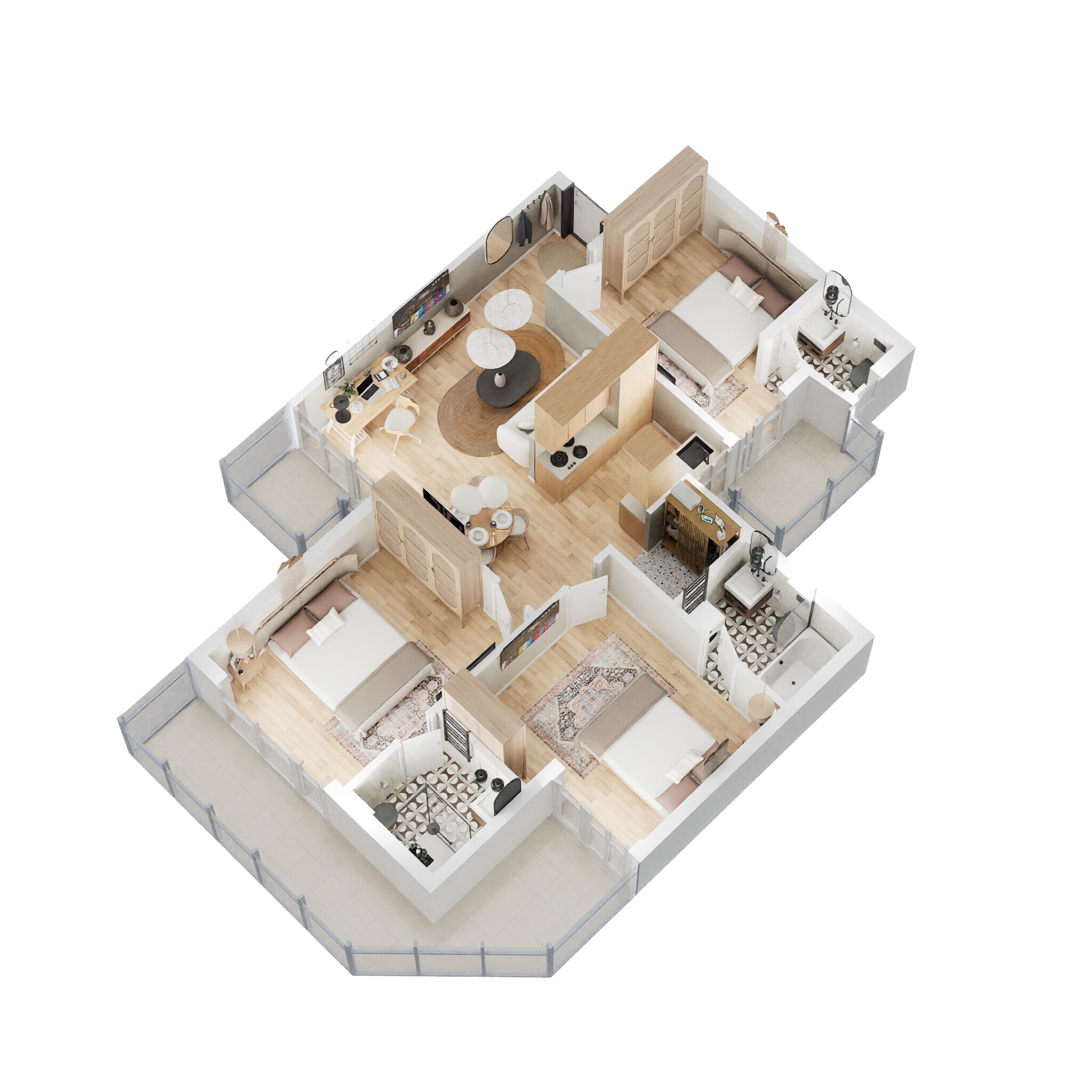 Floor plan of 3 BHK 1375 Sq. Ft. Apartment in Gaur Yamuna City 16th Park View, Greater Noida