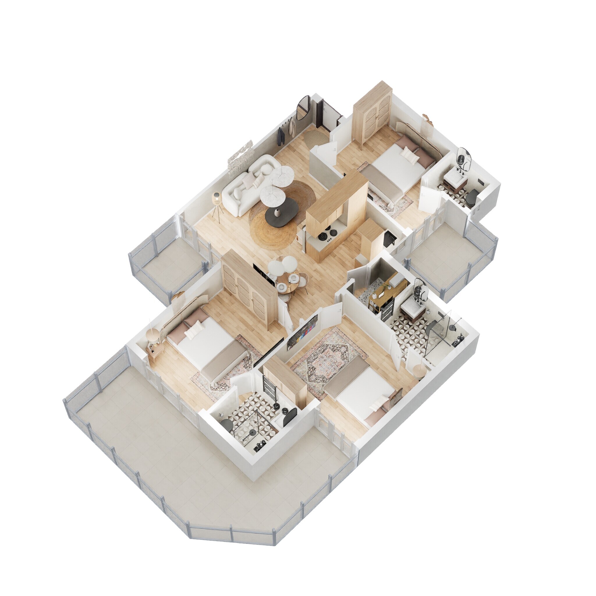 Floor plan of 3 BHK 1475 Sq. Ft. Apartment in Gaur Yamuna City 16th Park View, Greater Noida