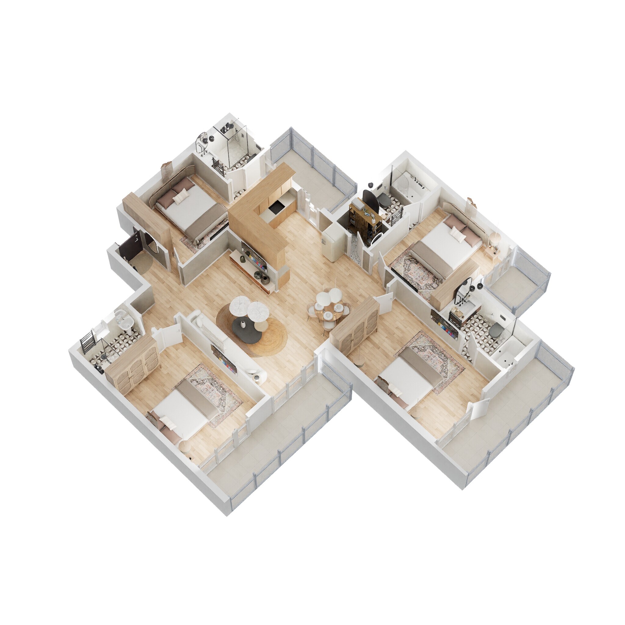 Floor plan of 4 BHK 1950 Sq. Ft. Apartment in Gaur Yamuna City 16th Park View, Greater Noida