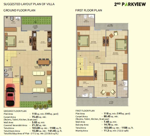 Floor plan of 4 BHK 2338 Sq. Ft. Villa in Gaur Yamuna City 2nd Park View, Greater Noida