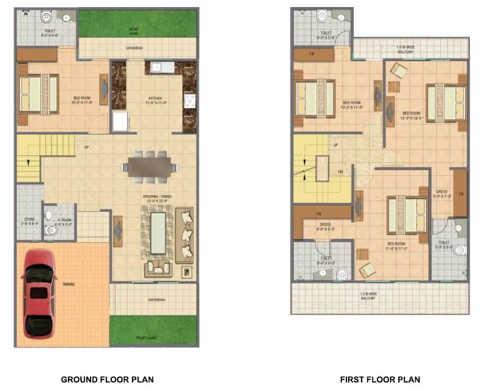 Floor plan of 4 BHK 2480 Sq. Ft. Villa in Gaur Yamuna City 32nd Park View, Greater Noida