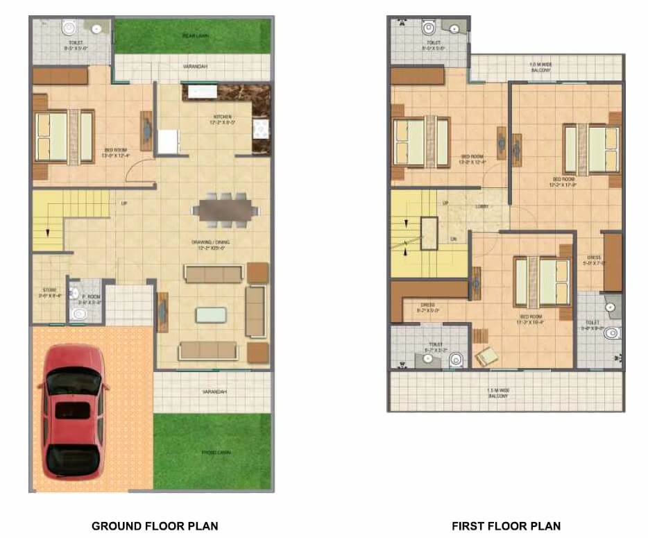 Floor plan of 4 BHK 2497 Sq. Ft. Villa in Gaur Yamuna City 32nd Park View, Greater Noida