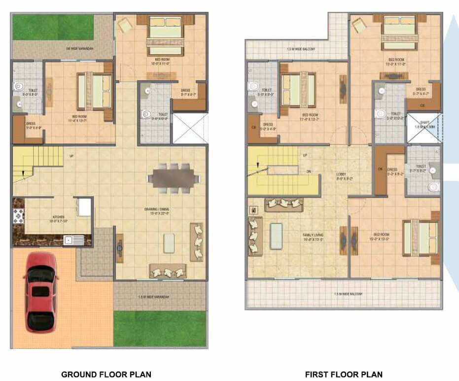 Floor plan of 5 BHK 3273 Sq. Ft. Villa in Gaur Yamuna City 32nd Park View, Greater Noida