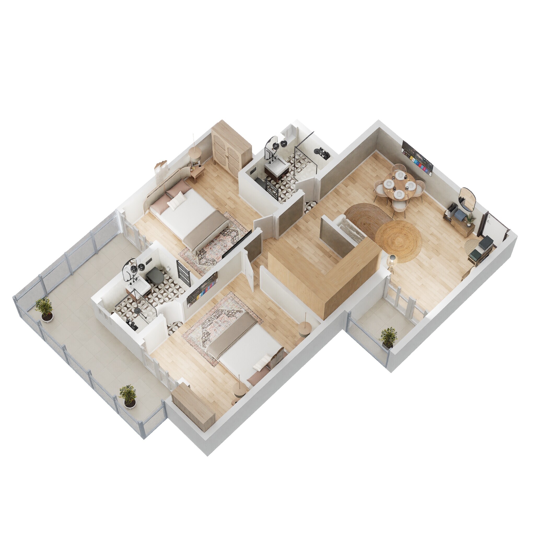 Floor plan of 2 BHK 975 Sq. Ft. Apartment in Gaursons Ska Green Mansion, Greater Noida