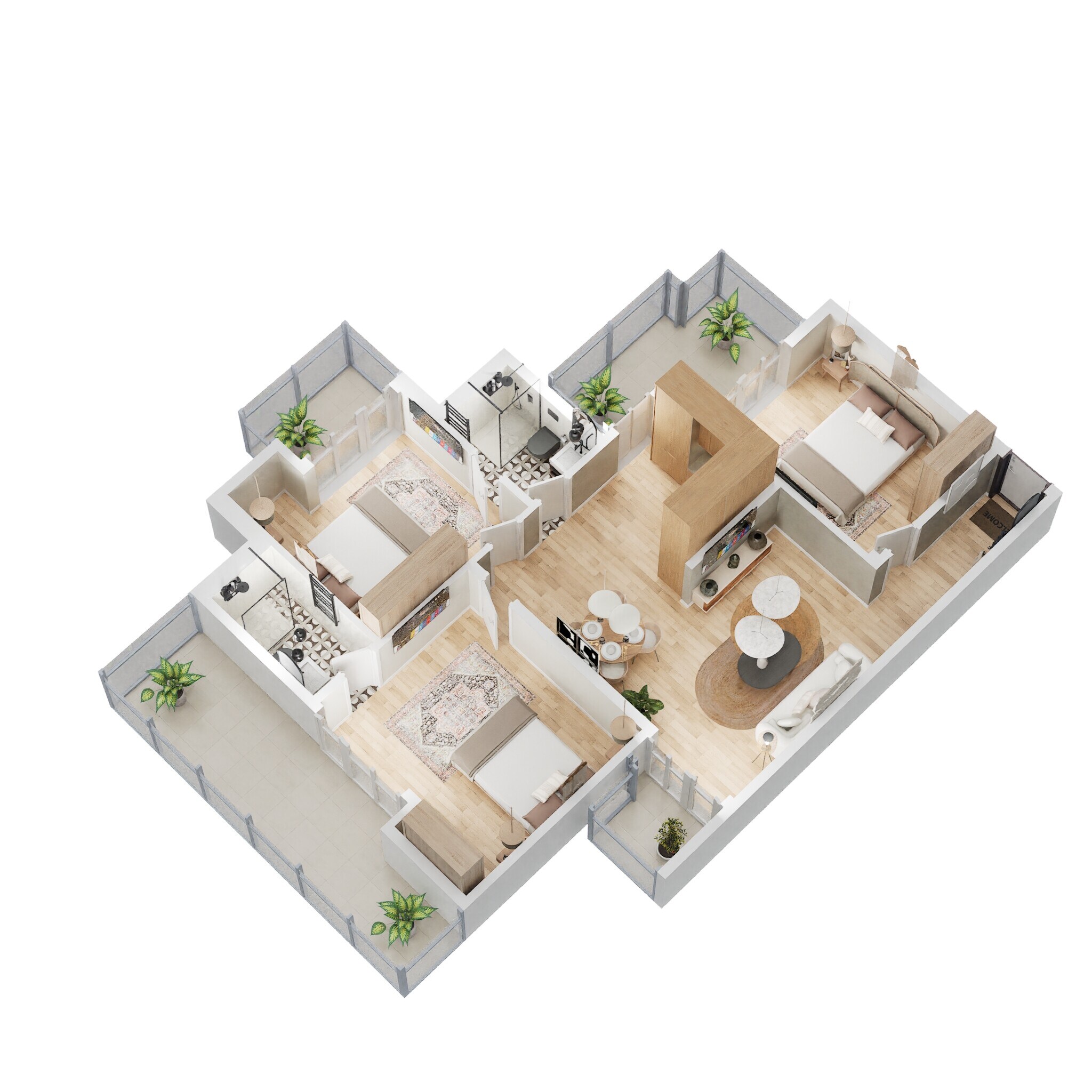 Floor plan of 3 BHK 1390 Sq. Ft. Apartment in Gaursons Ska Green Mansion, Greater Noida