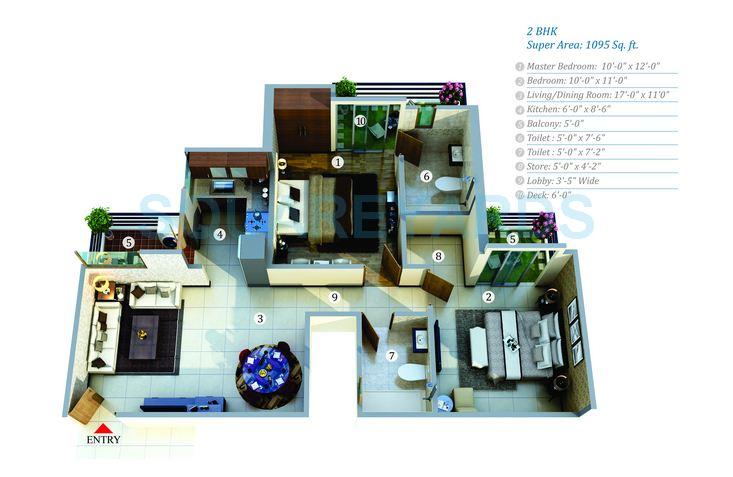 2 BHK 1095 Sq. Ft. Apartment