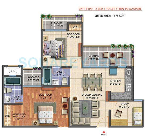 2 BHK 1175 Sq. Ft. Apartment in Geotech Blessings