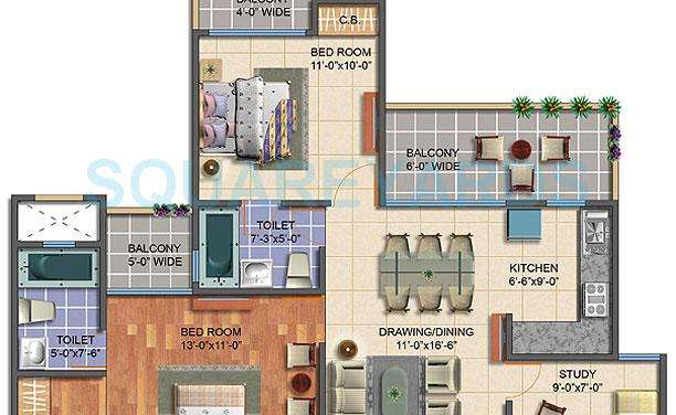 geotech blessings apartment 2bhk 1175sqft 1