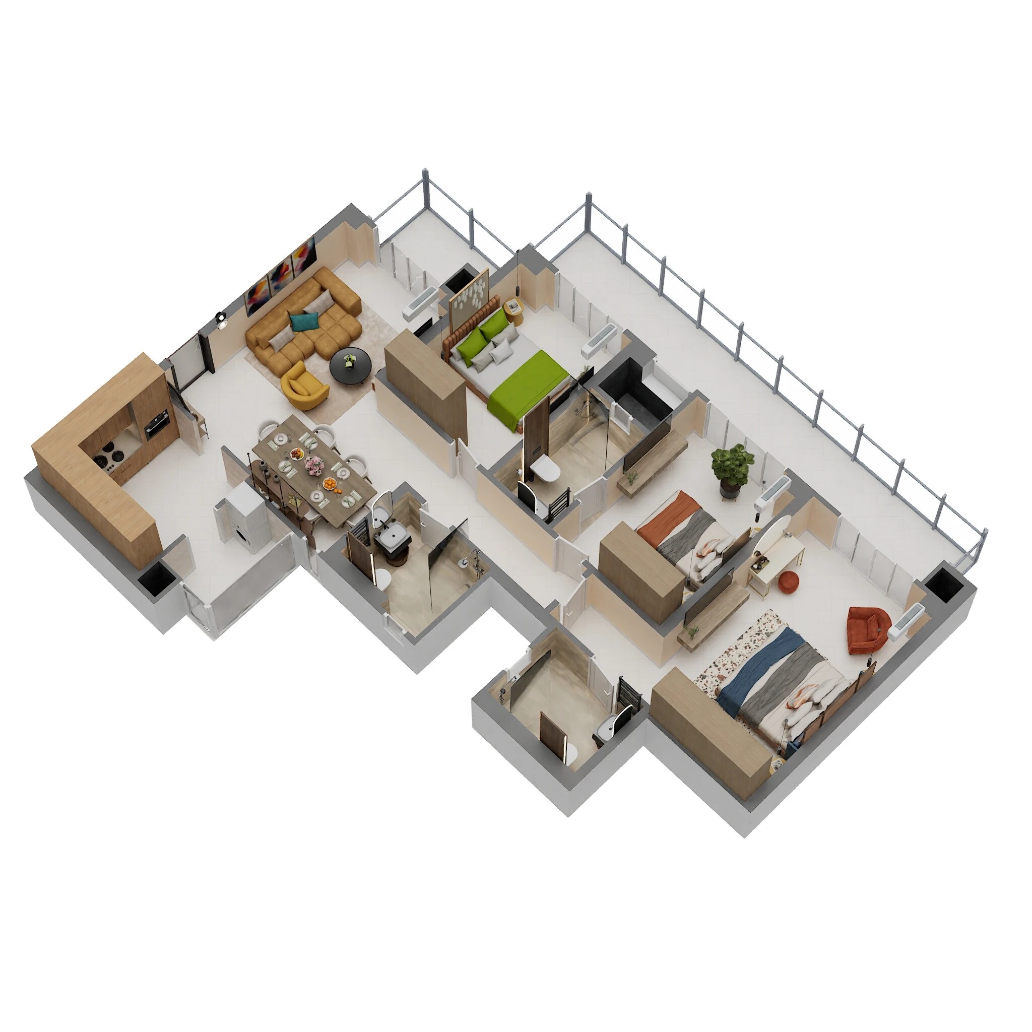 Floor plan of 3 BHK 1880 Sq. Ft. Apartment in Godrej Arden, Greater Noida
