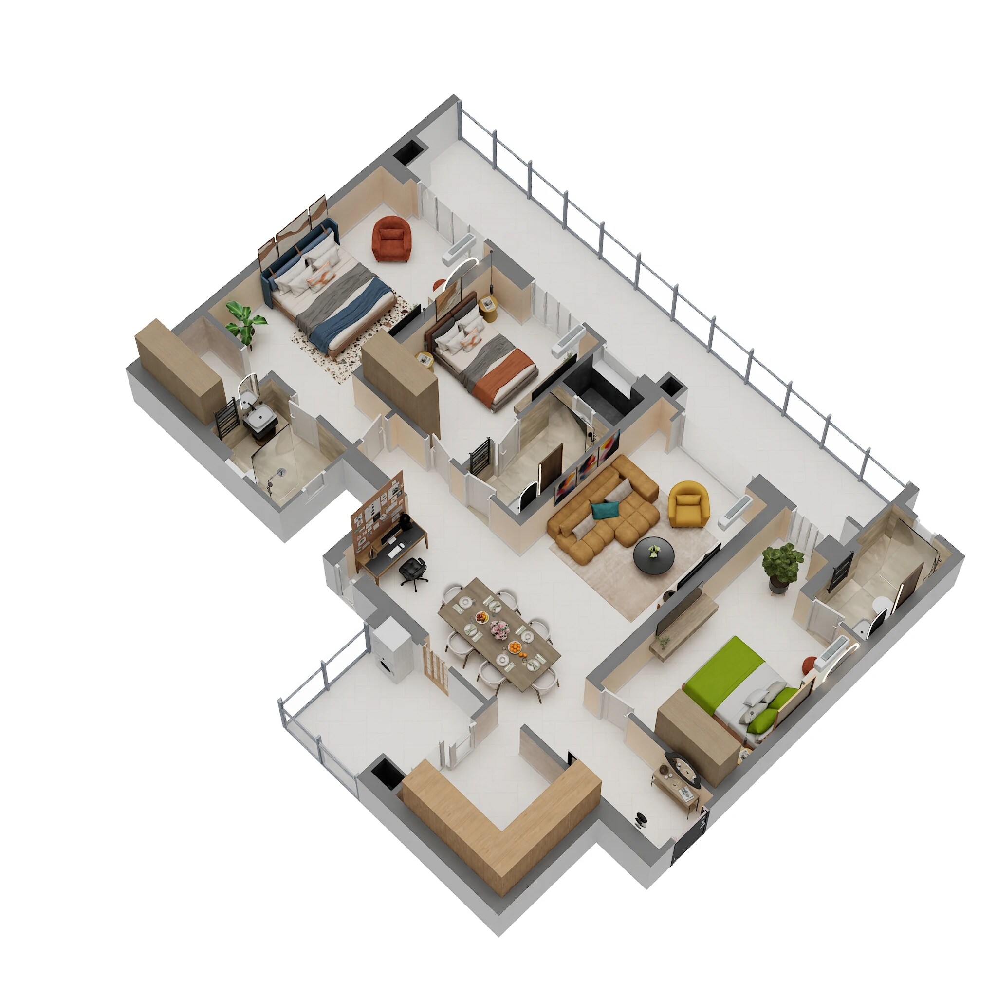 Floor plan of 3 BHK 2110 Sq. Ft. Apartment in Godrej Arden, Greater Noida