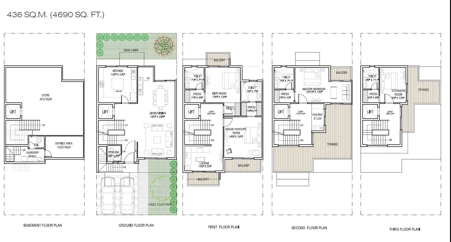 Floor plan of 3 BHK 4690 Sq. Ft. Villa in Godrej Golf Link Villas, Greater Noida