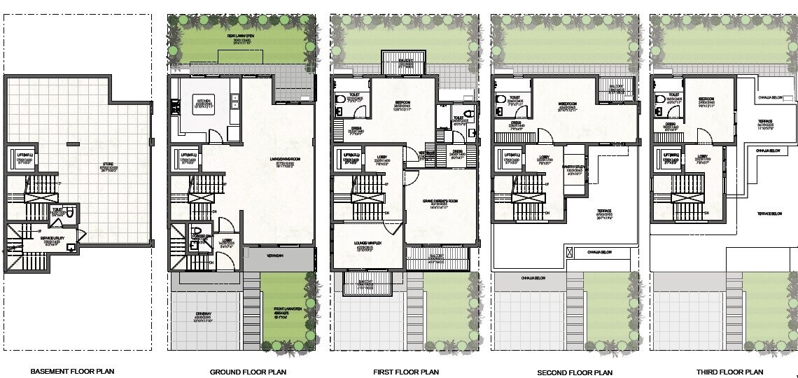 Floor plan of 4 BHK 3745 Sq. Ft. Villa in Godrej Golf Links Exquisite, Greater Noida