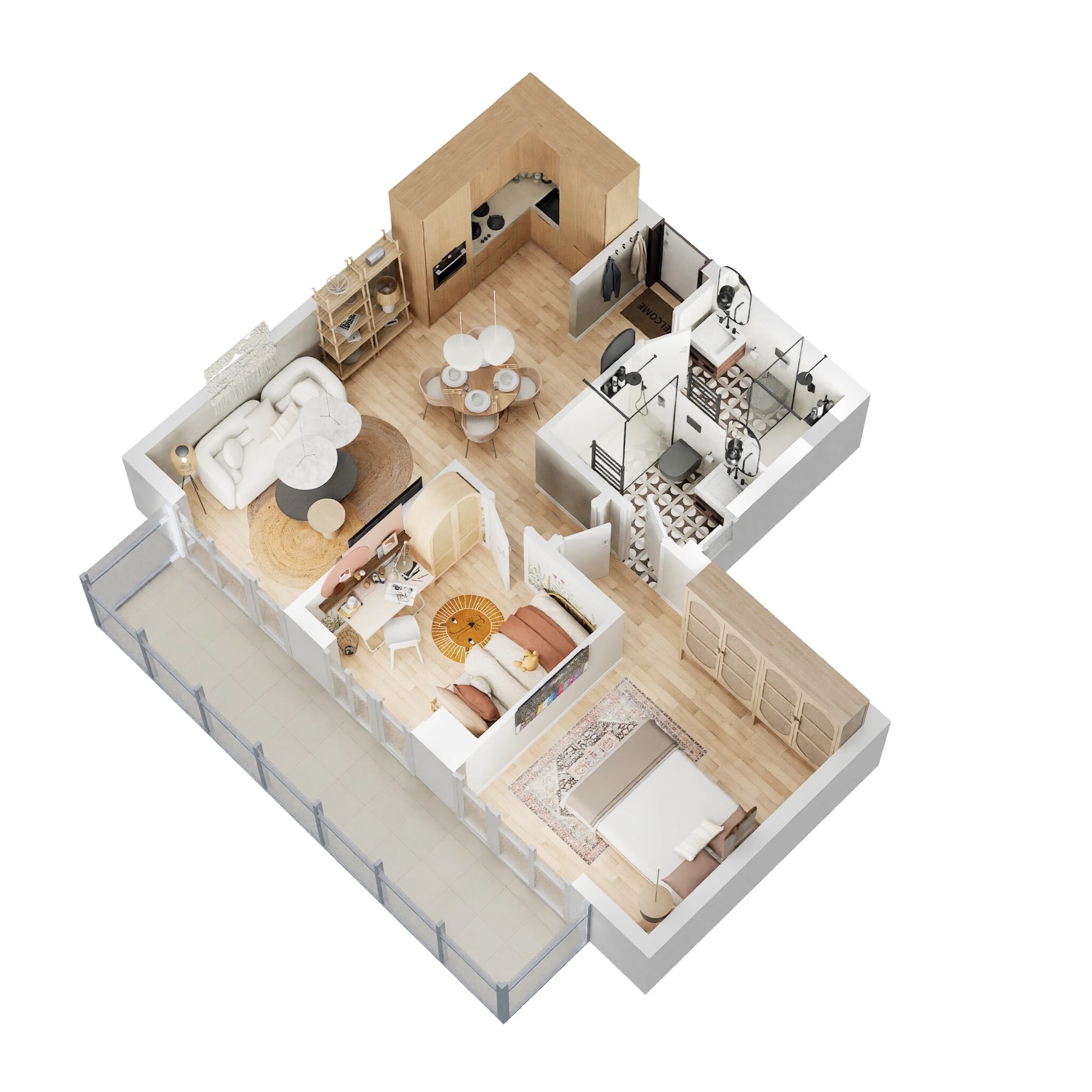 Floor plan of 2 BHK 975 Sq. Ft. Apartment in Godrej The Suites, Greater Noida