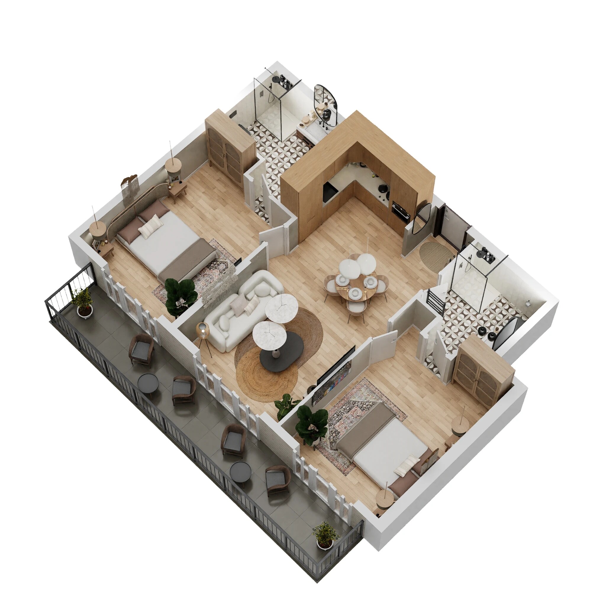 Floor plan of 2 BHK 1450 Sq. Ft. Apartment in Godrej The Suites, Greater Noida