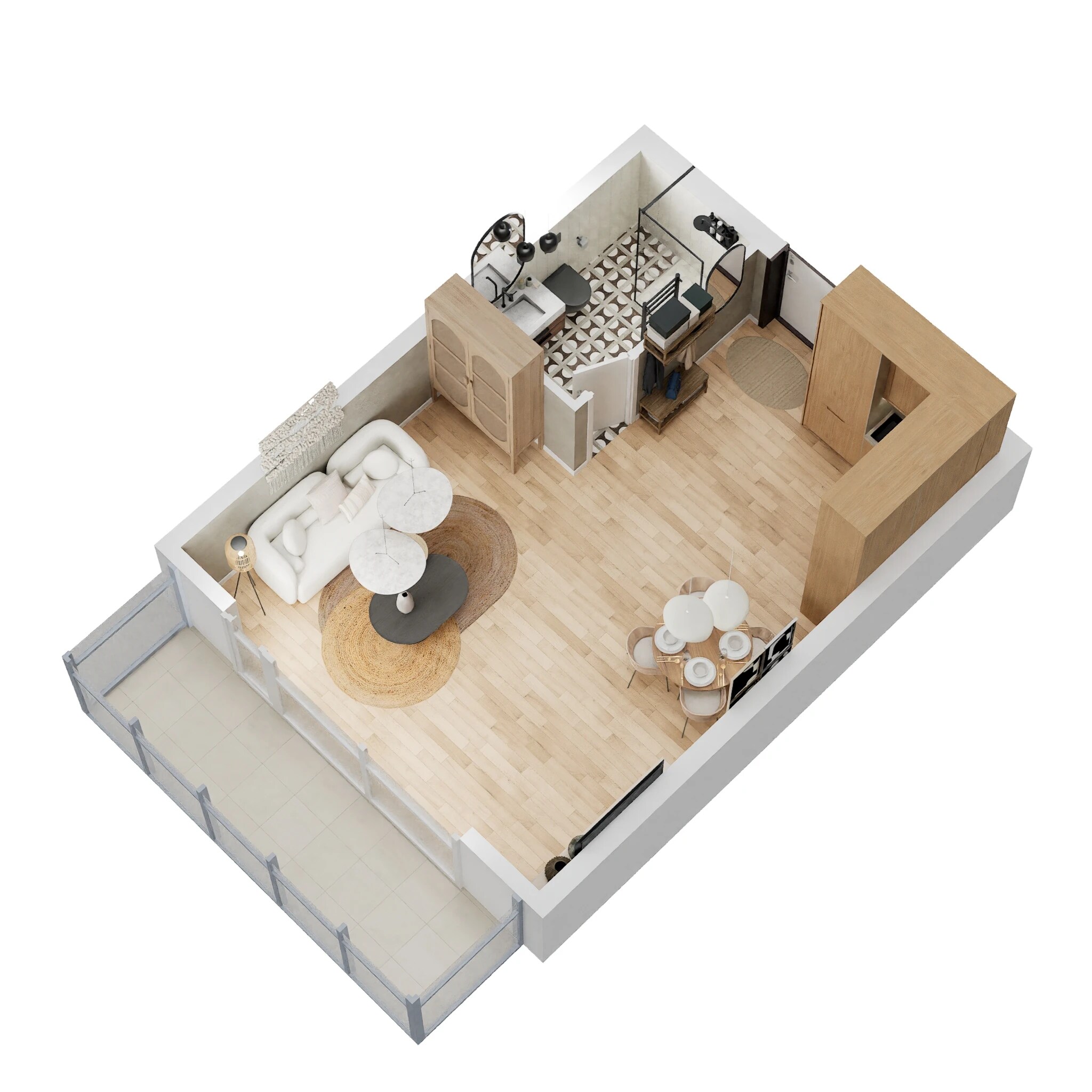 Floor plan of 710 Sq. Ft. Studio in Godrej The Suites, Greater Noida