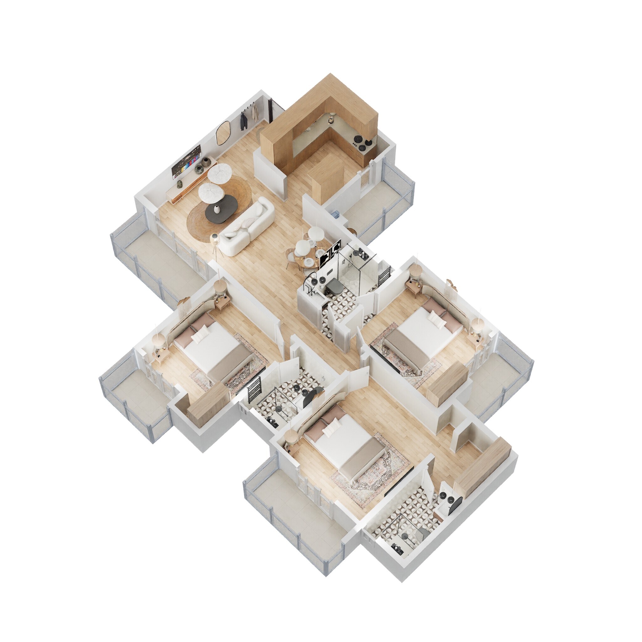 Floor plan of 3 BHK 1244 Sq. Ft. Apartment in Godrej Windsor, Greater Noida