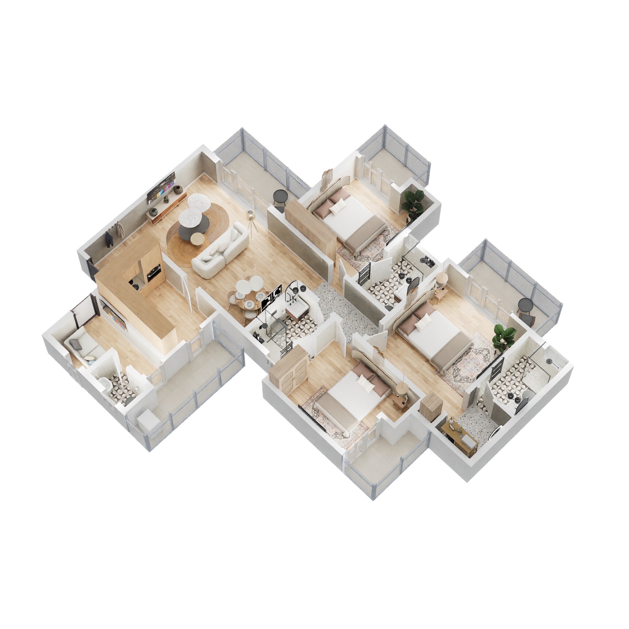 Floor plan of 3 BHK 1331 Sq. Ft. Apartment in Godrej Windsor, Greater Noida