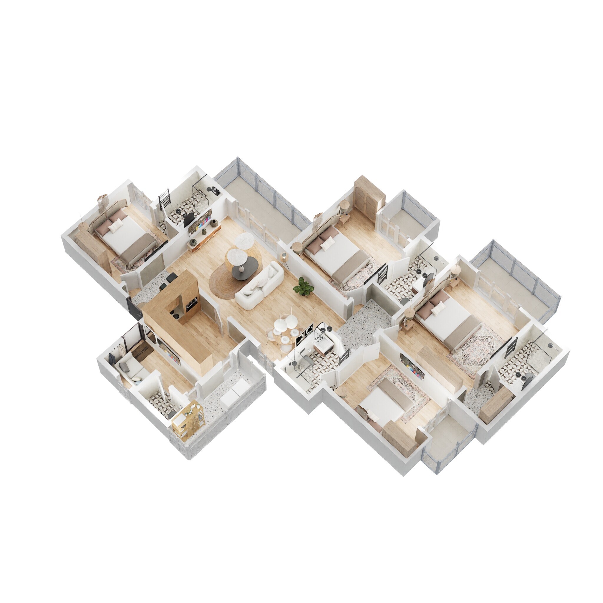Floor plan of 4 BHK 1578 Sq. Ft. Apartment in Godrej Windsor, Greater Noida