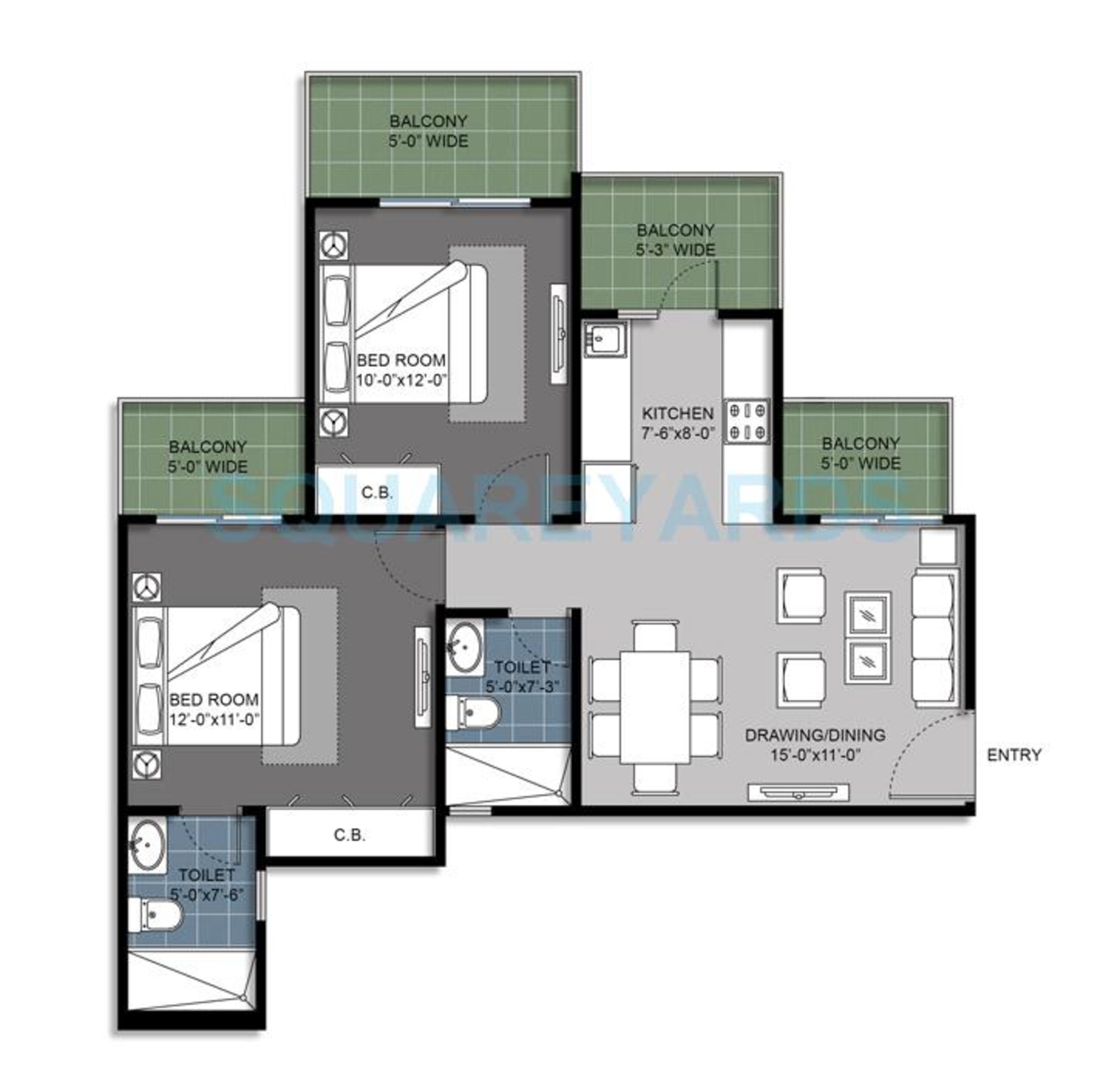 gulshan bellina apartment 2bhk 1020sqft 1