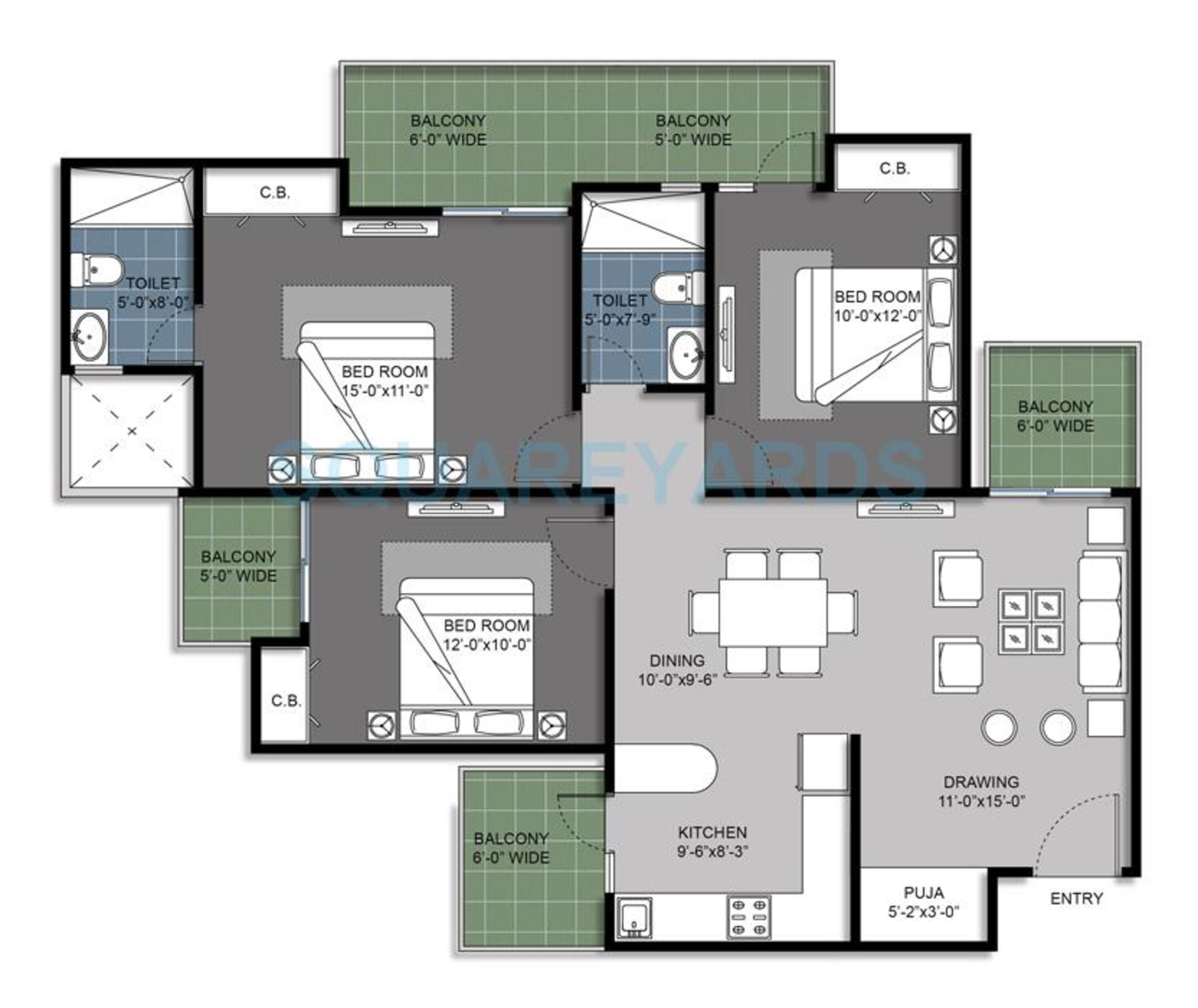 gulshan bellina apartment 3bhk 1495sqft 1