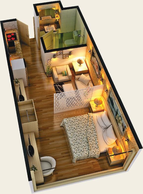 Floor plan of 525 Sq. Ft. Studio in Home And Soul Boulevard Walk Phase 3, Greater Noida