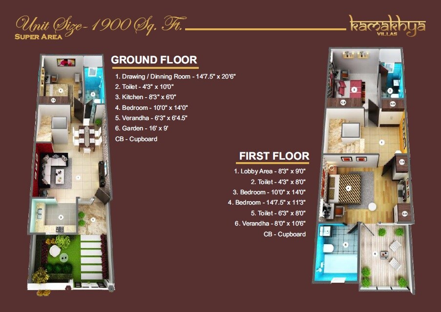 Floor plan of 3 BHK 1900 Sq. Ft. Villa in Home Kamakhya Villas, Greater Noida