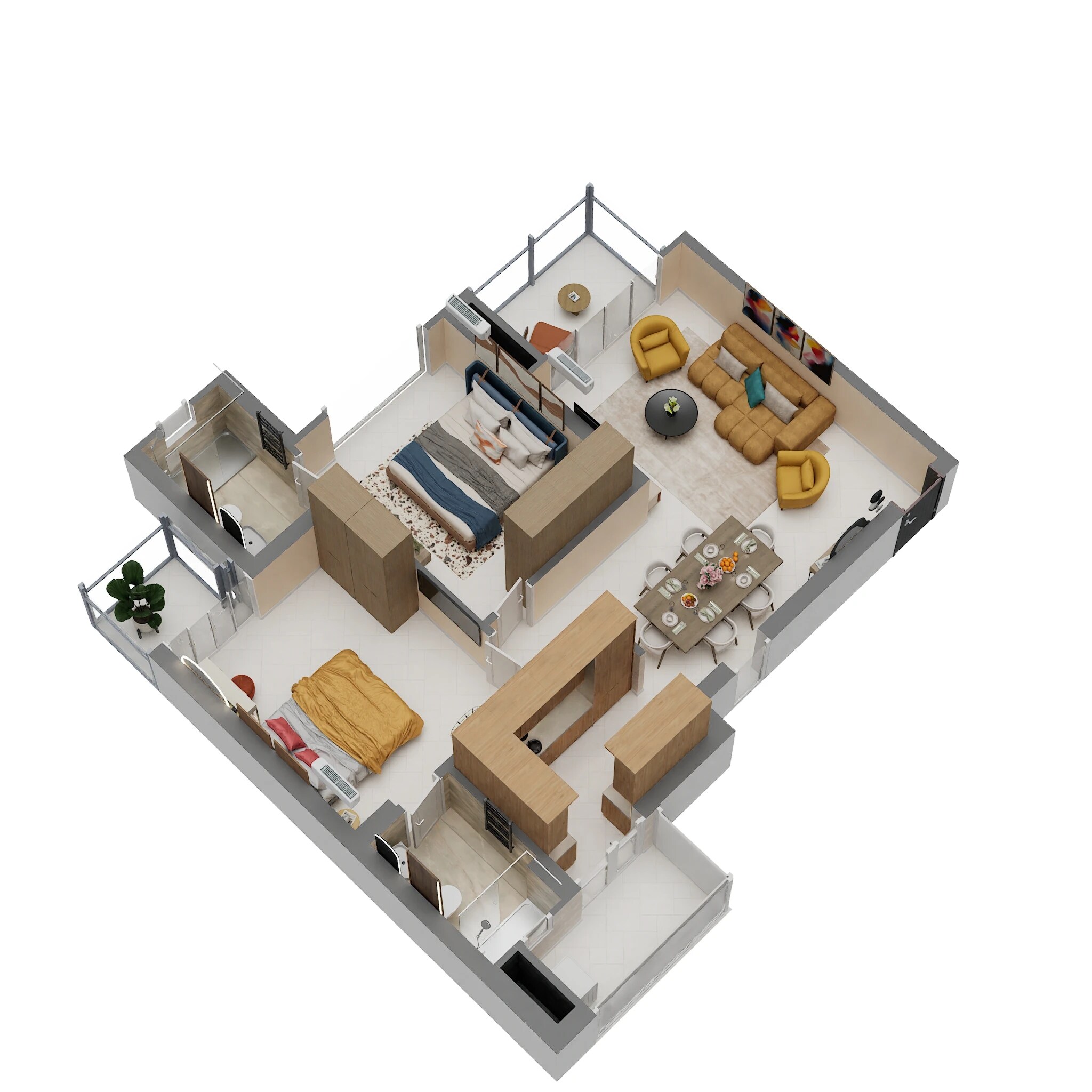 2 BHK 1200 Sq. Ft. Apartment