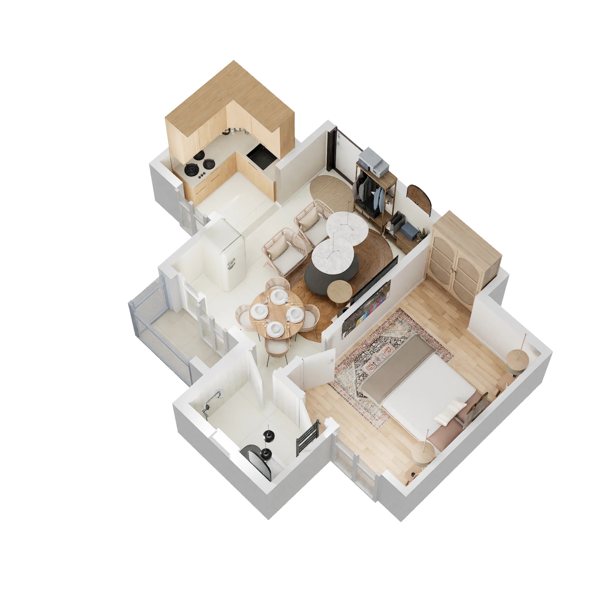 Floor plan of 1 BHK 560 Sq. Ft. Apartment in Jaypee Buddh Circuit Studios, Greater Noida