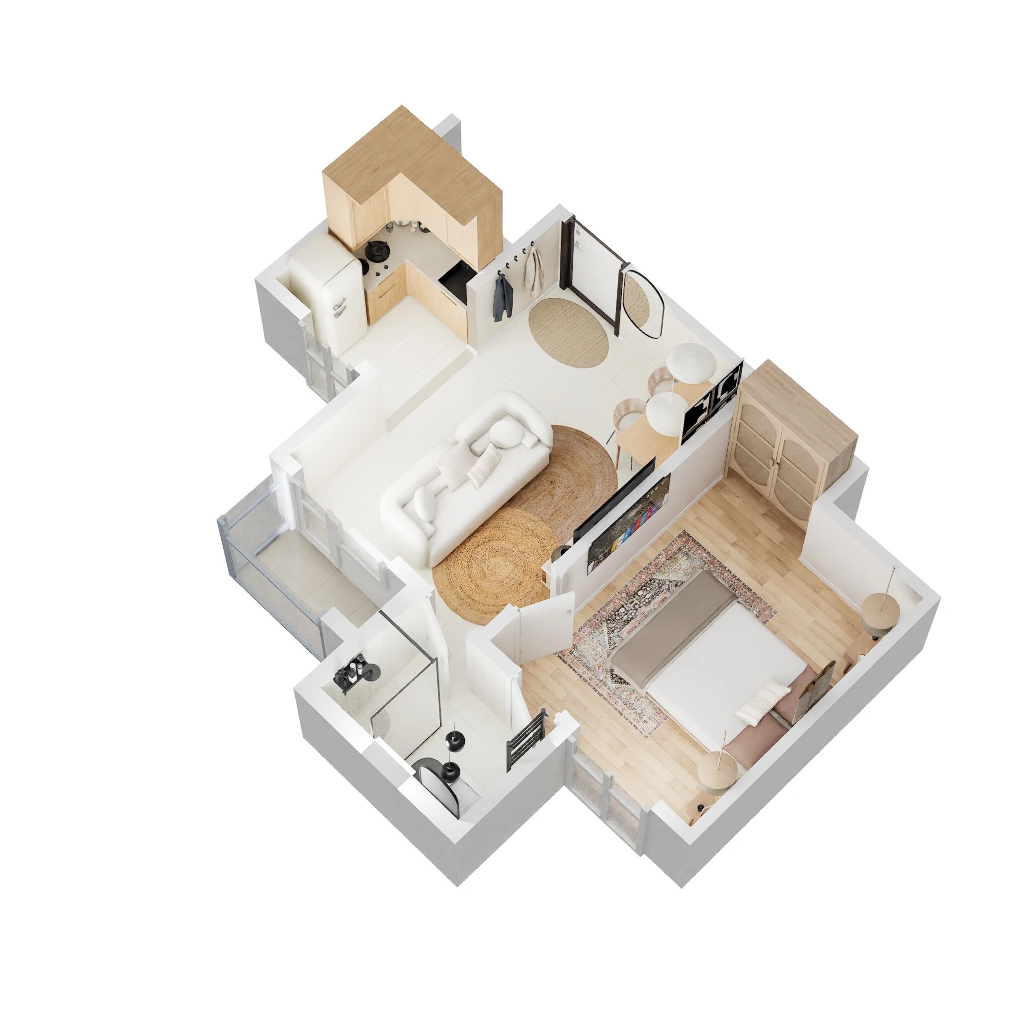 Floor plan of 1 BHK 560 Sq. Ft. Apartment in Jaypee Buddh Circuit Studios II, Greater Noida