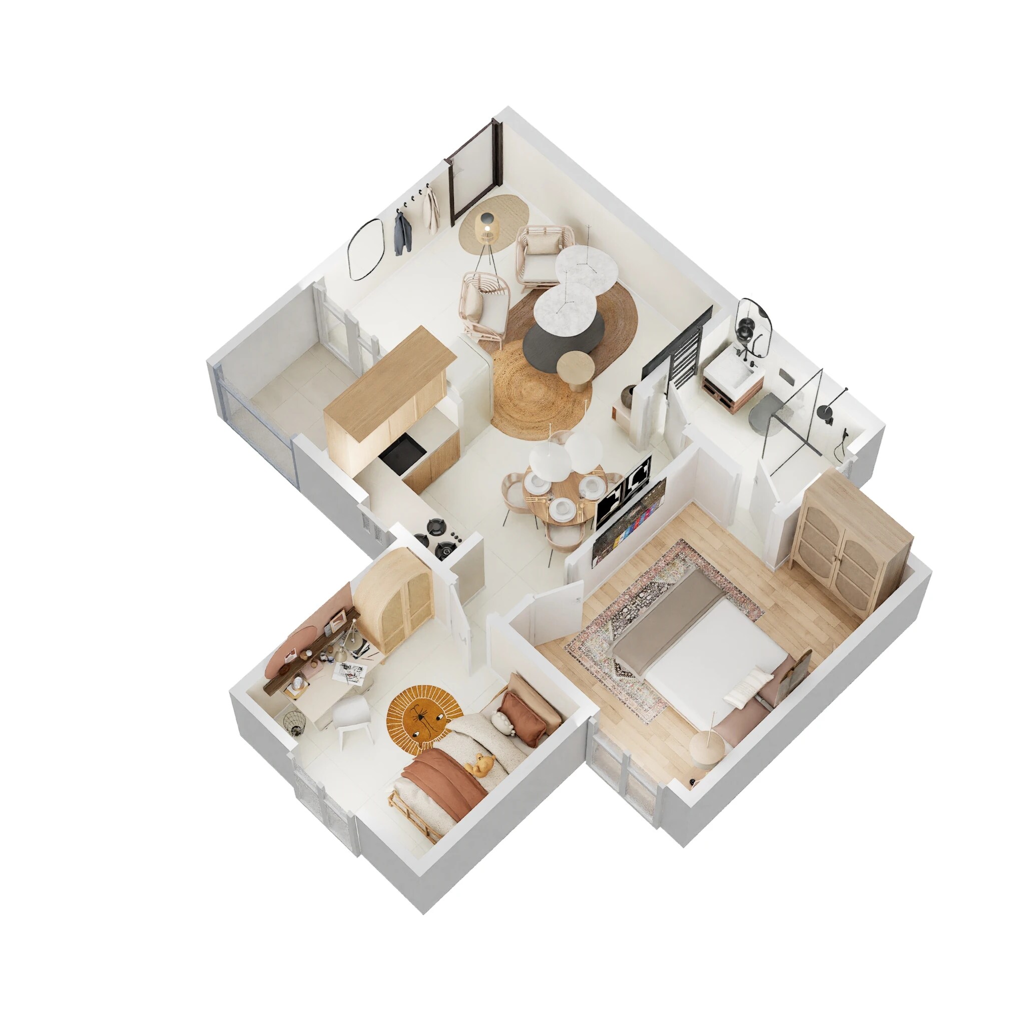 Floor plan of 1 BHK 725 Sq. Ft. Apartment in Jaypee Buddh Circuit Studios II, Greater Noida