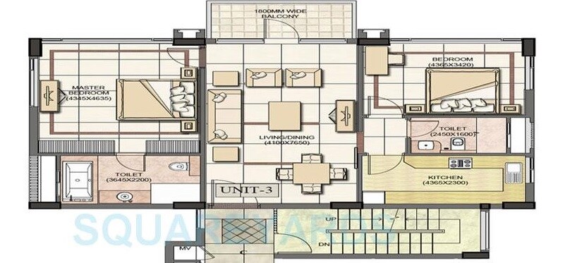 Floor plan of 2 BHK 1604 Sq. Ft. Apartment in Jaypee Green Jade Apartments, Greater Noida