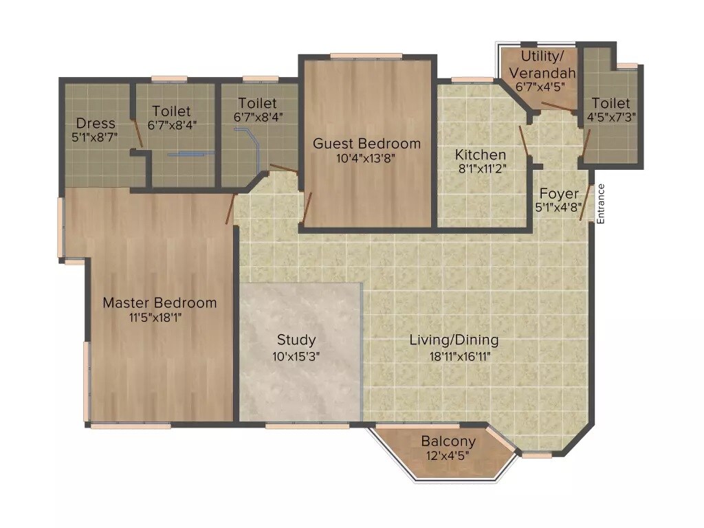 Floor plan of 2 BHK 1461 Sq. Ft. Apartment in Jaypee Greens Star Court, Greater Noida