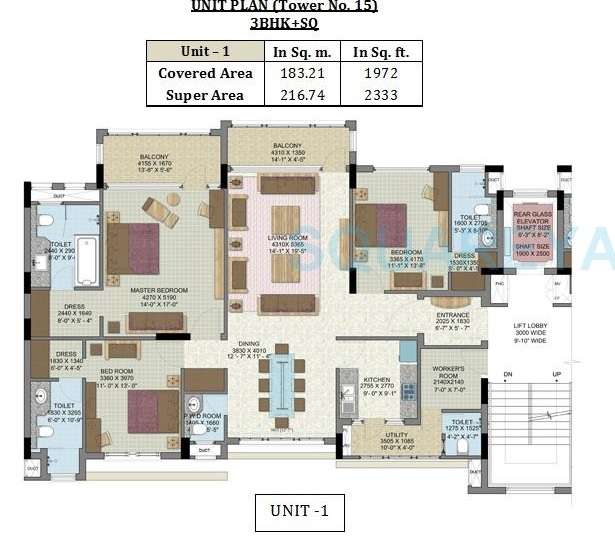 3 BHK 2333 Sq. Ft. Apartment in Jaypee Greens The Castille III