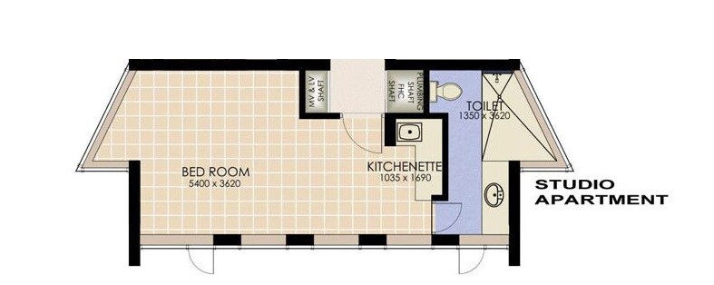 Floor plan of 458 Sq. Ft. Studio in Jaypee Moon Court, Greater Noida