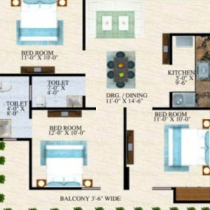 3 BHK 1200 Sq. Ft. Apartment in JMD Elite View Apartments