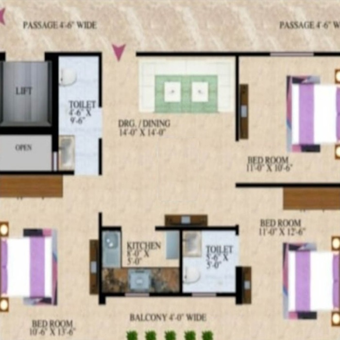 JMD Elite View Apartments 3 BHK Layout