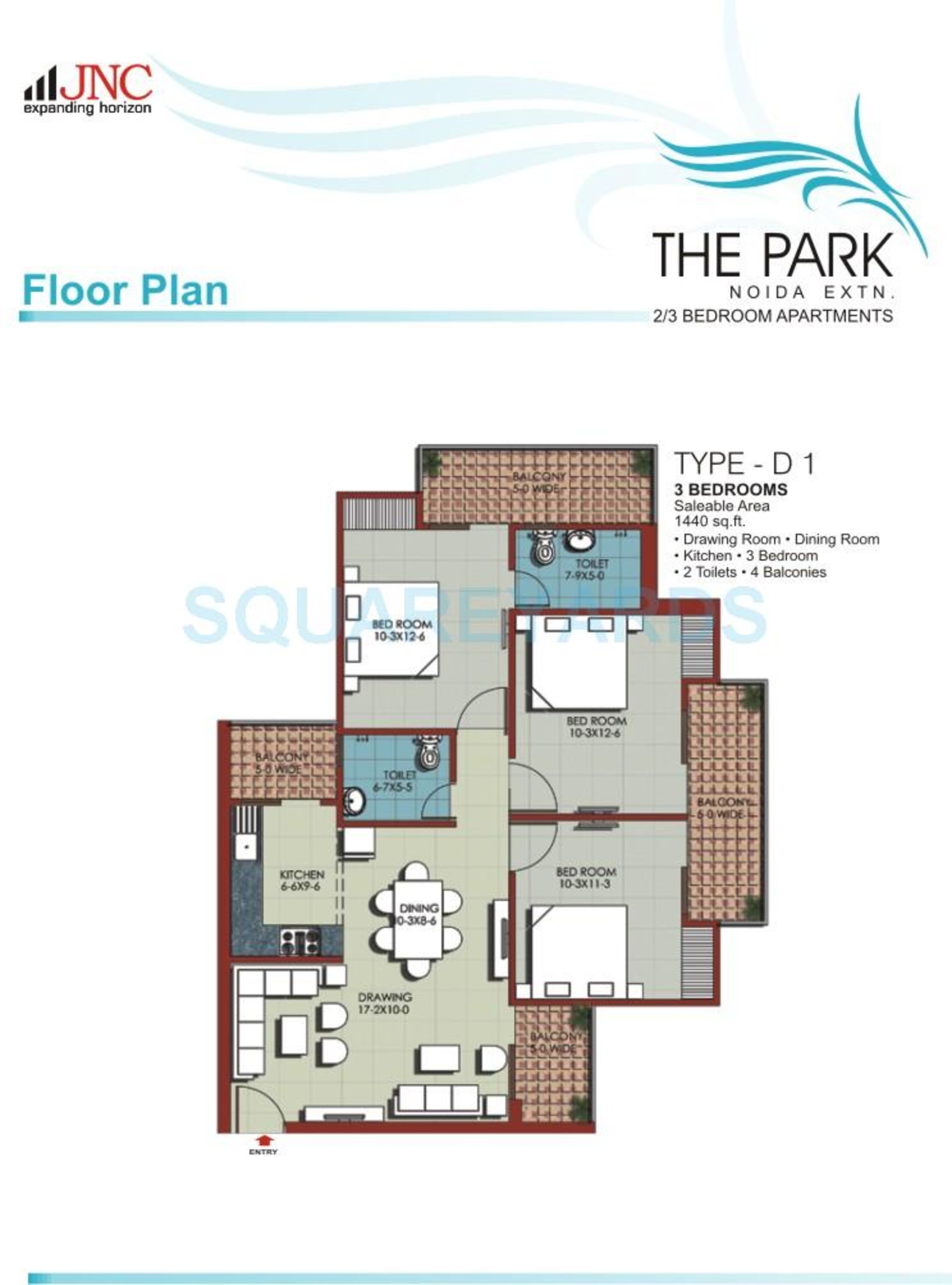 jnc the park apartment 3bhk 1440sqft 1