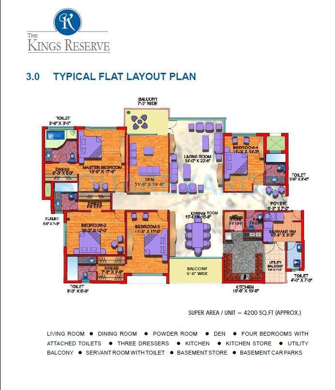 4 BHK 4200 Sq. Ft. Apartment in Kailash Nath The Kings Reserve
