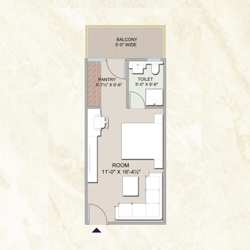 Floor plan of 282 Sq. Ft. Studio in KDMG Central Plaza, Greater Noida