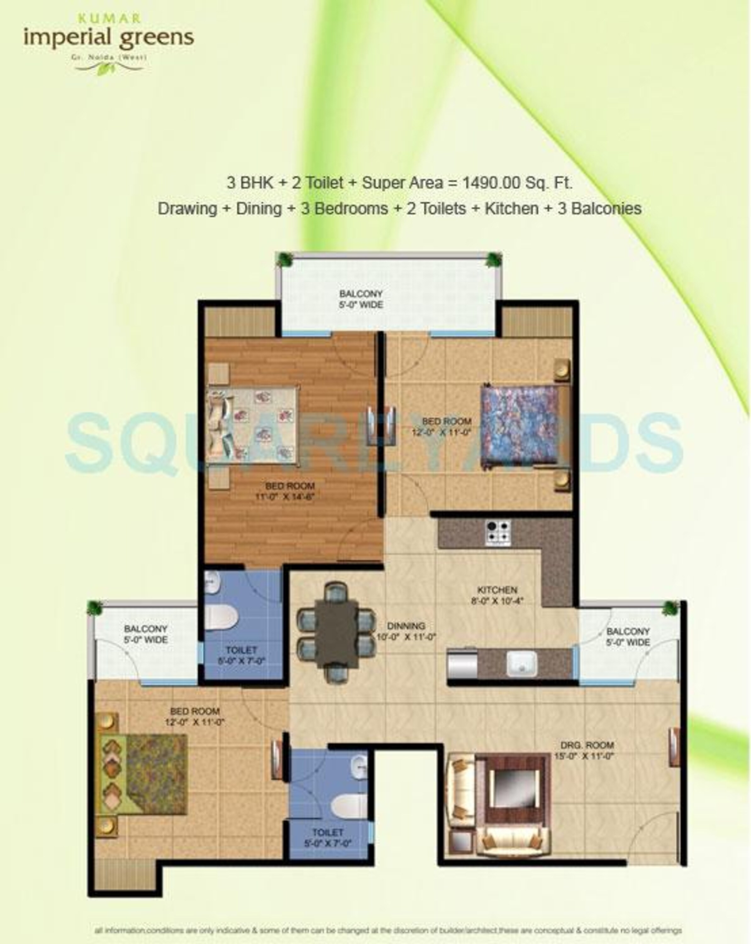 keltech imperial greens apartment 3bhk 1490sqft 1
