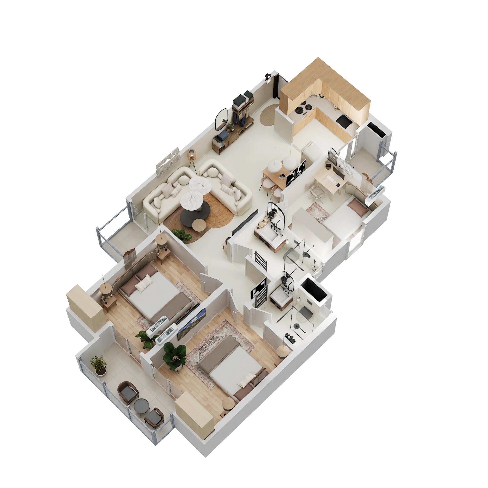 Floor plan of 2 BHK 1125 Sq. Ft. Apartment in Mahagun Maverick, Greater Noida