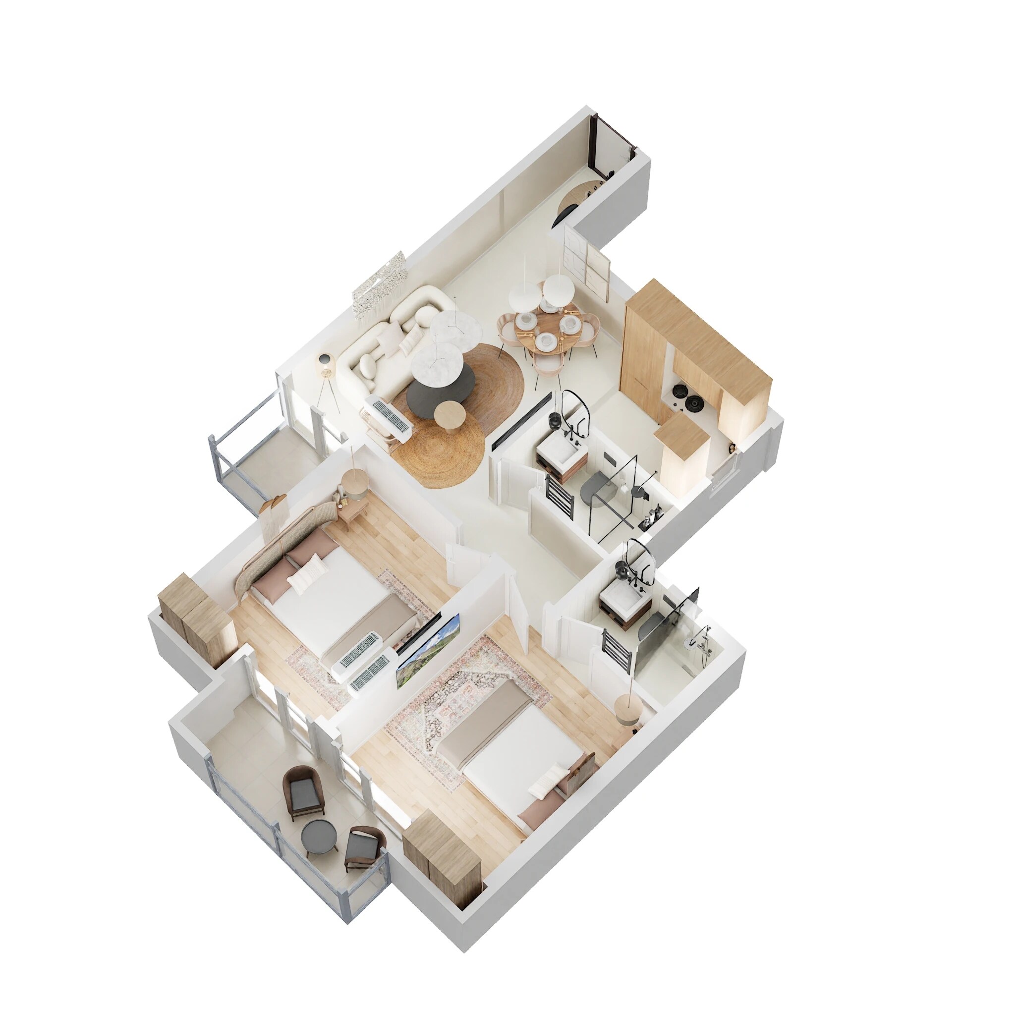 Floor plan of 2 BHK 880 Sq. Ft. Apartment in Mahagun Maverick, Greater Noida