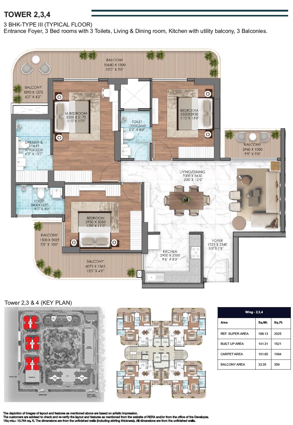 3 BHK 2025 Sq. Ft. Apartment in Mahagun My Laagoon