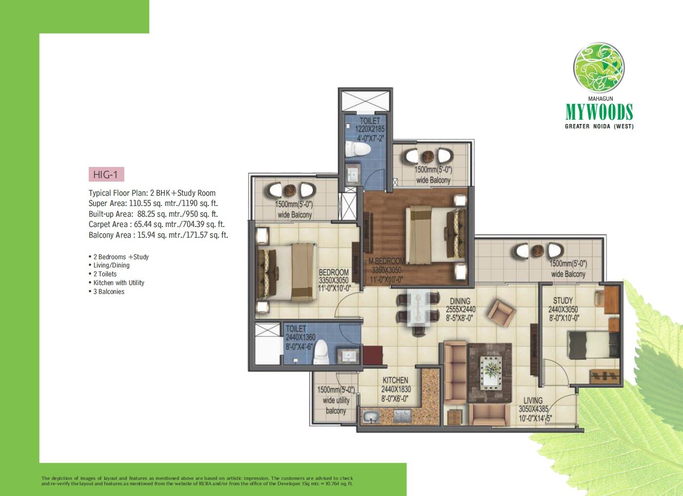 3 BHK 1190 Sq. Ft. Apartment