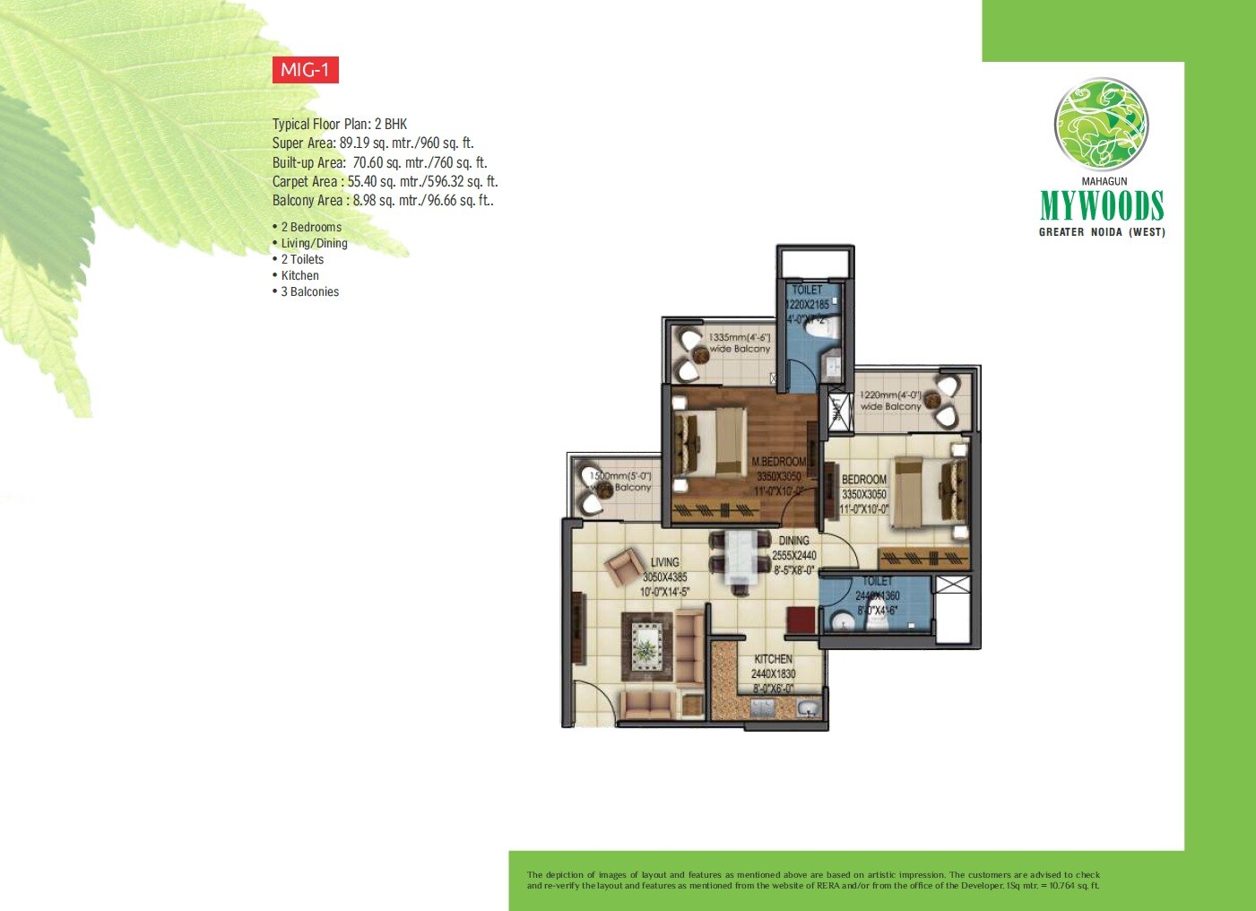 2 BHK 960 Sq. Ft. Apartment