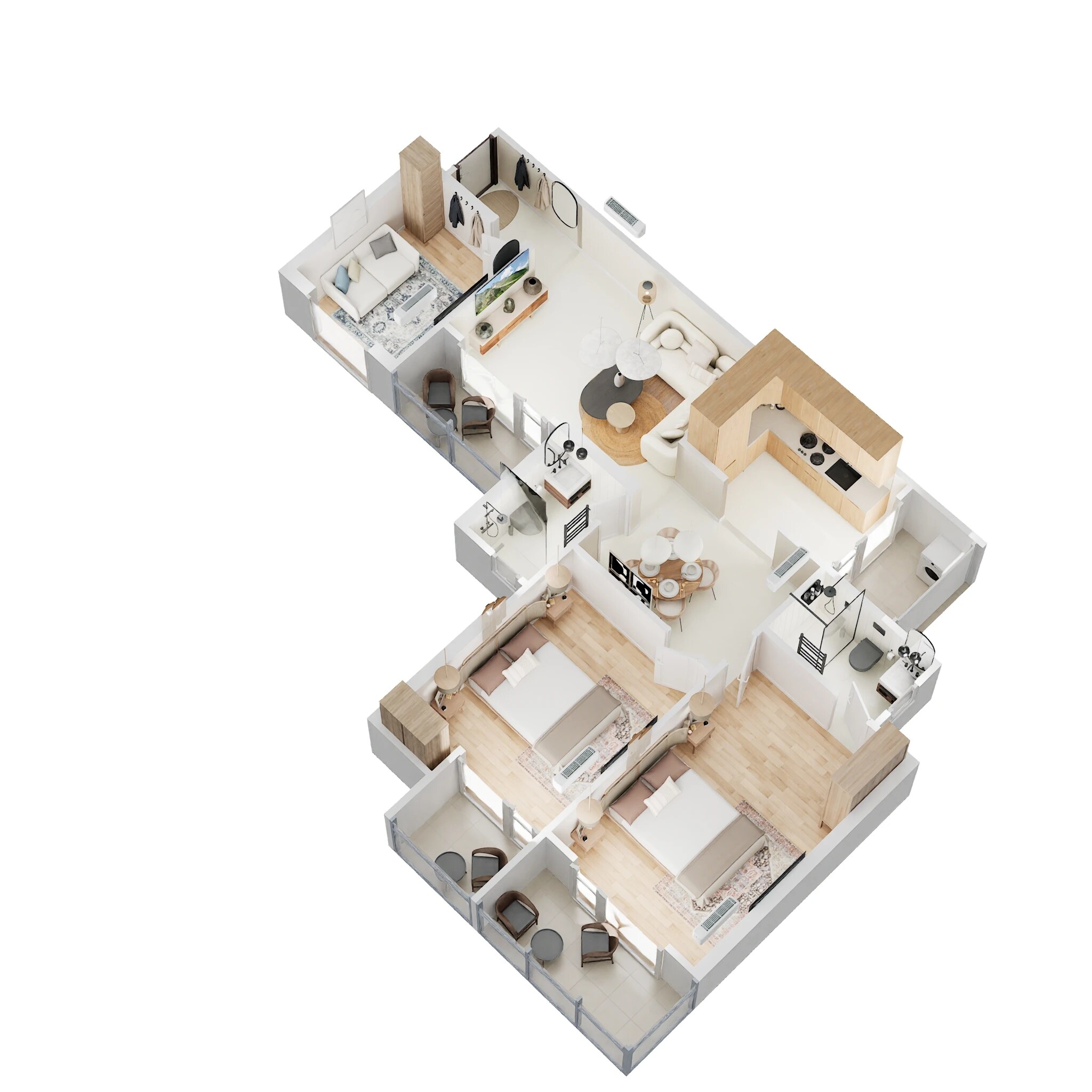 Floor plan of 2 BHK 1290 Sq. Ft. Apartment in Mahagun Mywoods II, Greater Noida