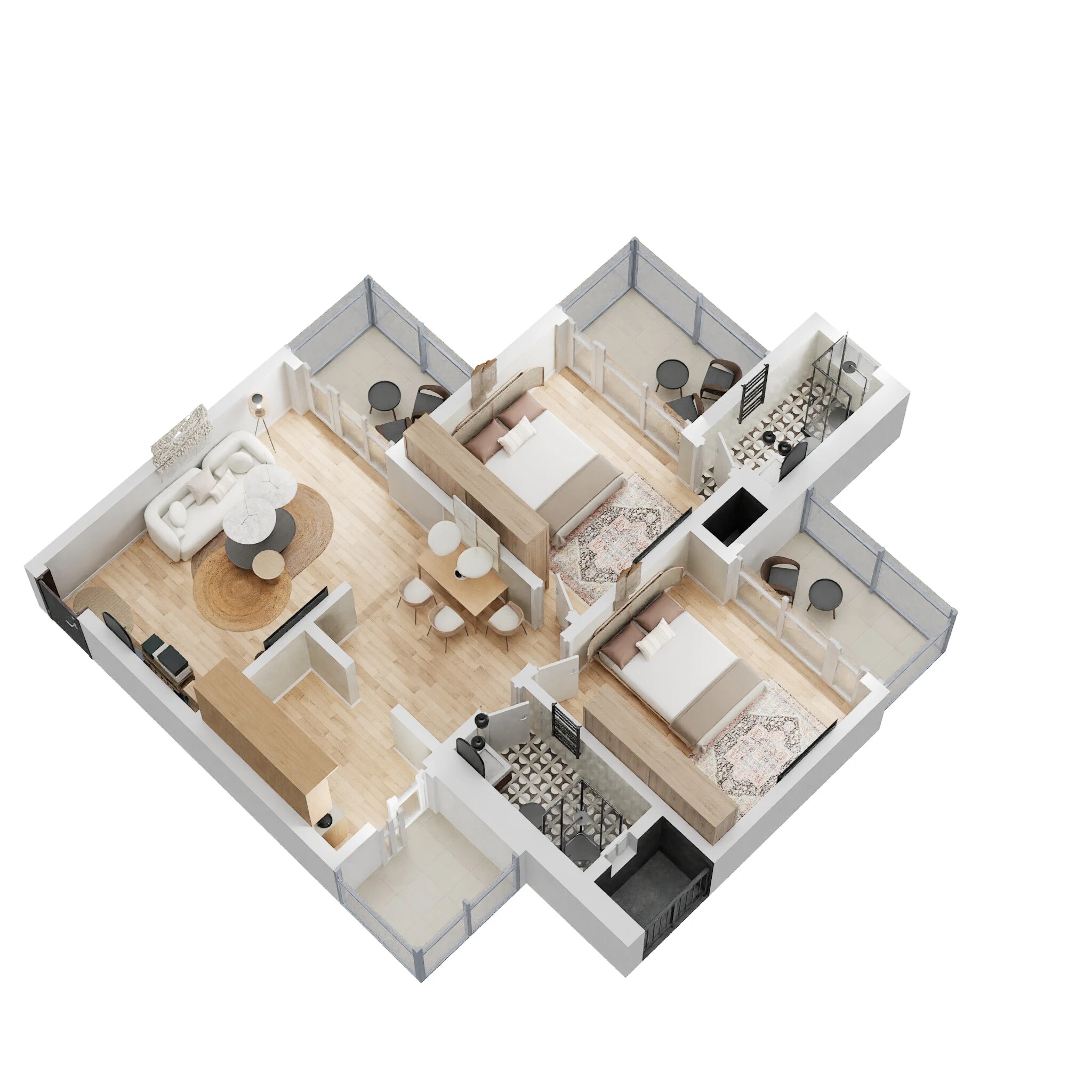 Floor plan of 2 BHK 1000 Sq. Ft. Apartment in Mahagun Mywoods III, Greater Noida